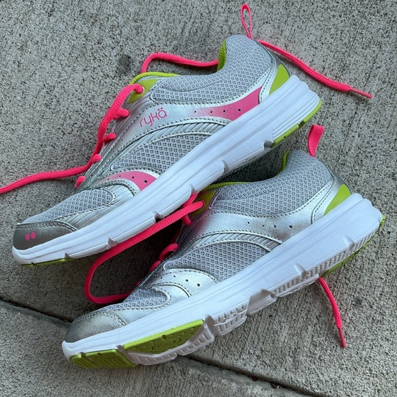 NEW Ryka Gray Green Pink Athletic Shoes size 8 - Picture 5 of 6